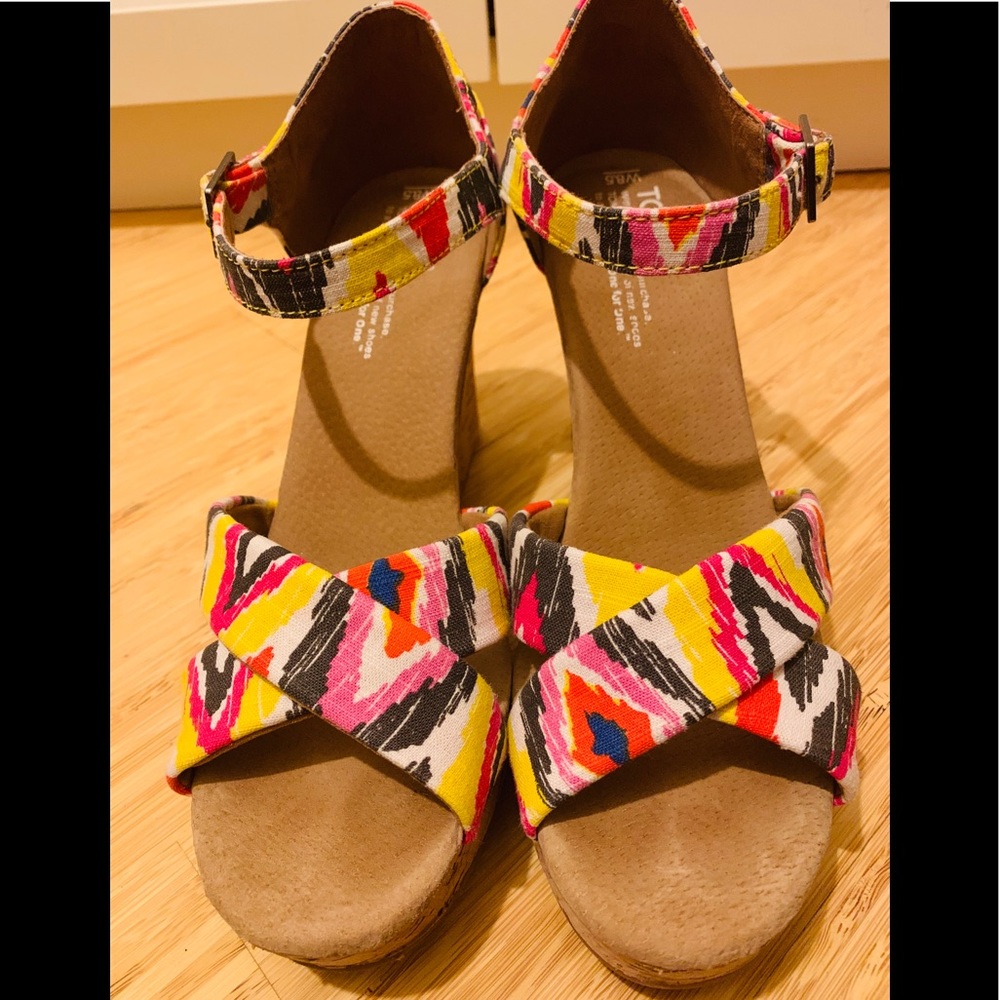 Toms Multicolored Wedges, Size 8.5